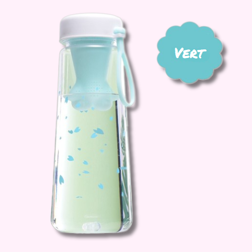 Bouteille Gourde Kawaii avec Filtre à Infusion Vert