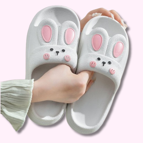 Sandale Claquette Pantoufle Lapin Kawaii Blanc Main