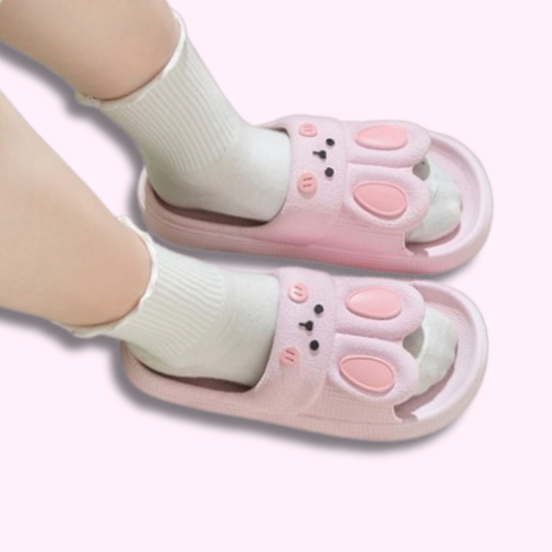 Claquette Pantoufle Sandale Kawaii Lapin Rose au Pied