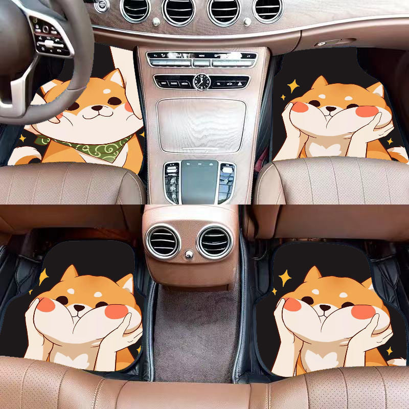 Tapis de Sol Voiture Kawaii Chien de la race des Shiba