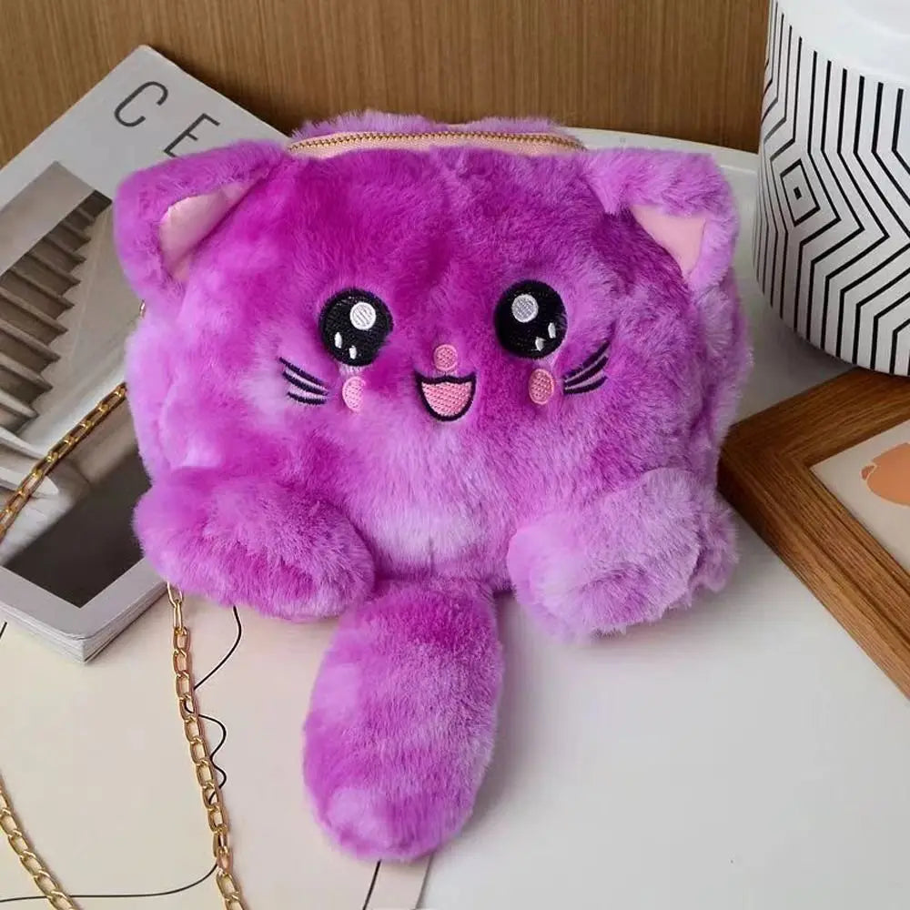 Sac Bandoulière Tête de Chat Peluche Violet Foncé - Kawaii Otaku