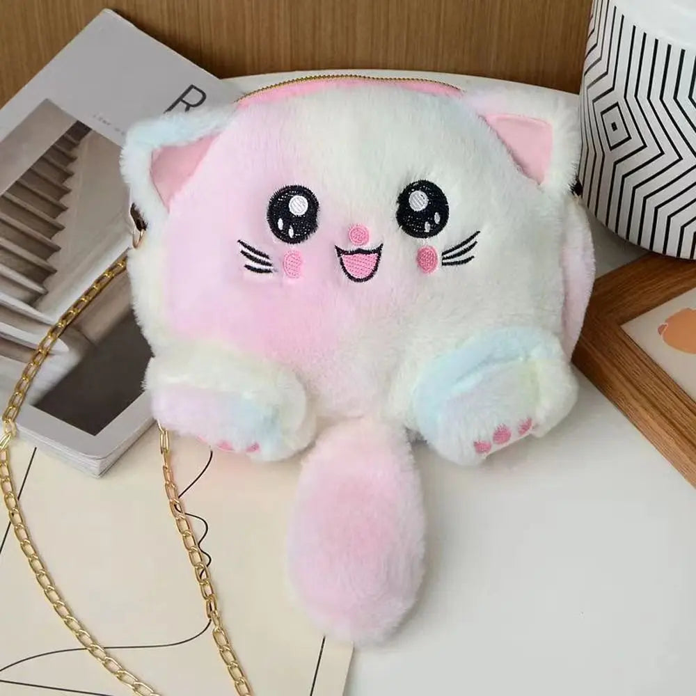 Sac Bandoulière Tête de Chat Peluche Rose Clair - Kawaii Otaku