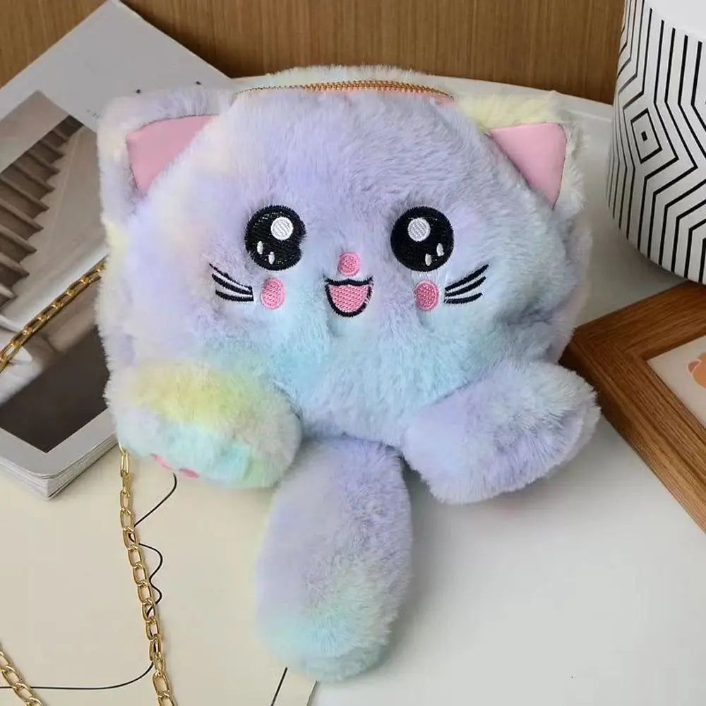 Sac Bandoulière Tête de Chat Peluche Violet Clair - Kawaii Otaku