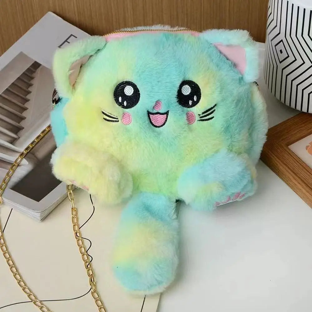 Sac Bandoulière Tête de Chat Peluche Rose et Bleue - Kawaii Otaku
