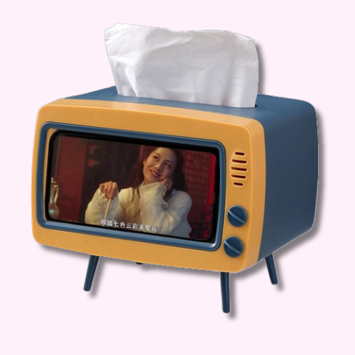 Support de Téléphone Kawaii Bleu Jaune Distributeur de Mouchoir au Dessus