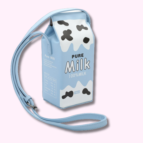 Sac à Main Bleu Style Brique de Lait Kawaii Otaku