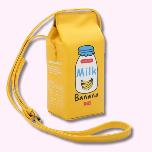 Sac à Main Jaune Style Brique de Lait Banane Kawaii Otaku