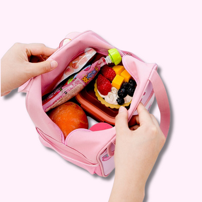 Sac à Déjeuner Isotherme Kawaii Rose Tête de Lapin Intérieur