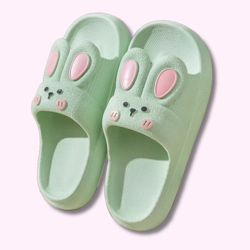 Claquette Pantoufle Sandale Kawaii Lapin Vert