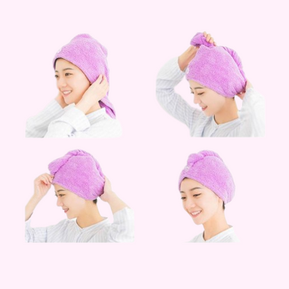 Serviette Cheveux Kawaii Violette Tête de Lapin Pliage Arrière
