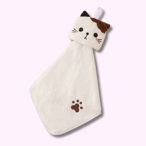 Serviette Sèche Main Chat Blanc Kawaii Otaku