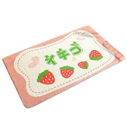 Tapis de Sortie de Bain / Douche Décor Fraises Kawaii Otaku