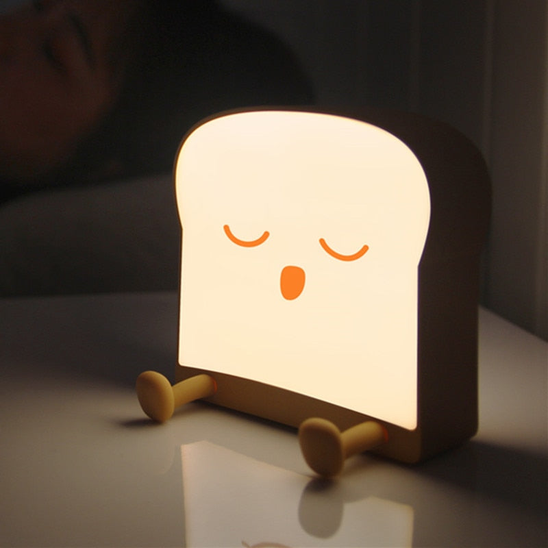Veilleuse Tranche de Pain Toast Fatigué avec Lumière Kawaii Otaku