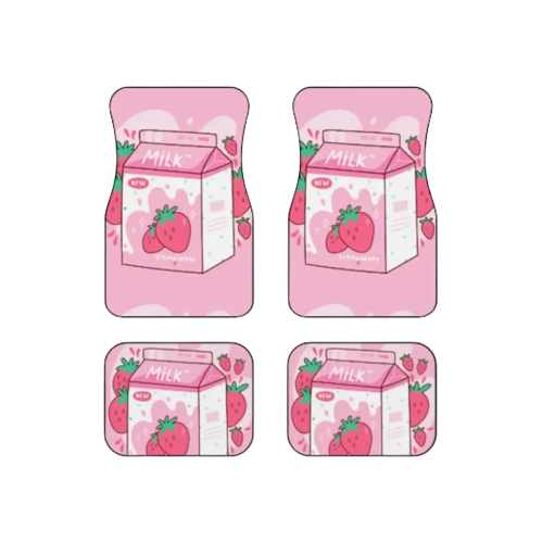 Tapis de Sol Voiture Kawaii Décor Bouteille Brique au Lait de Fraise