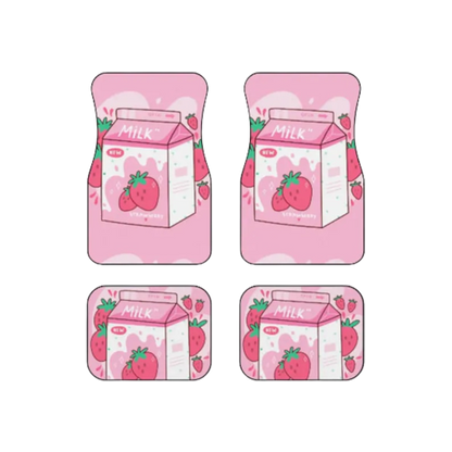 Tapis de Sol Voiture Kawaii Décor Bouteille Brique au Lait de Fraise